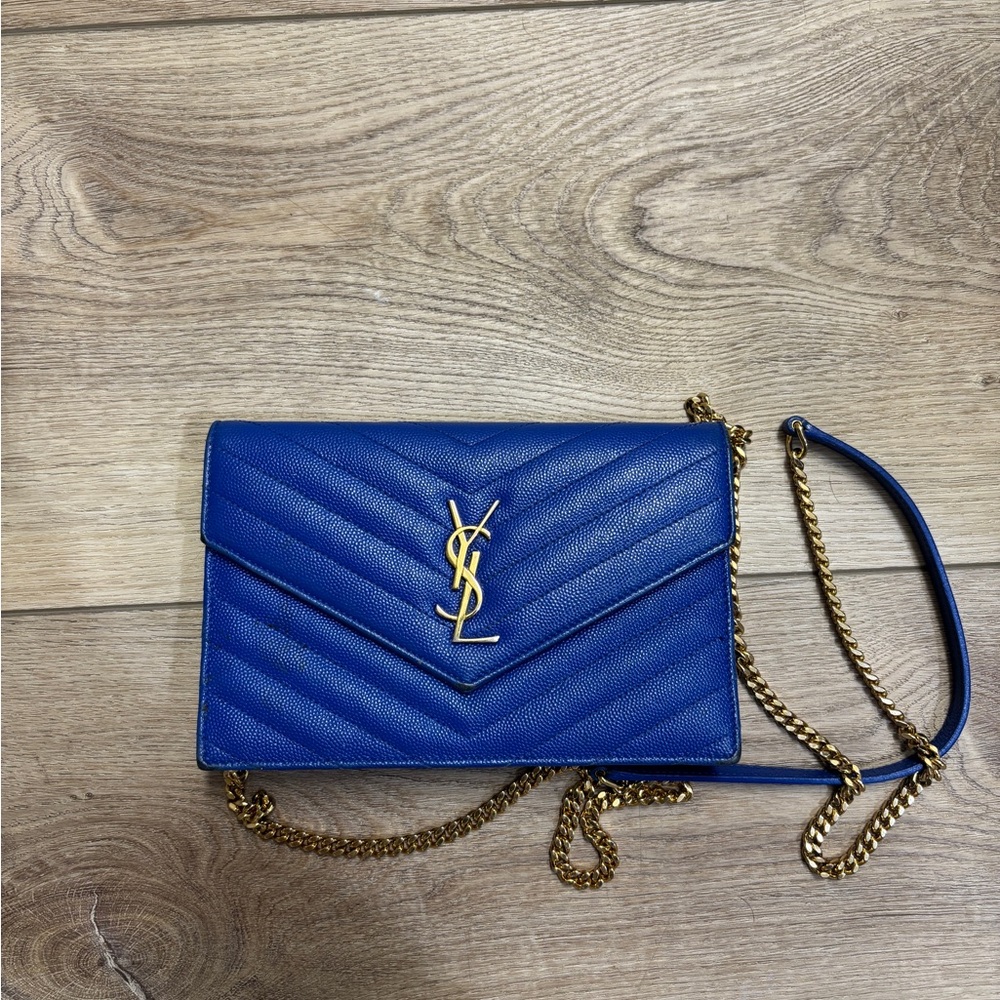 Yves Saint Laurent Royal Blue Chevron Crossbody Bag